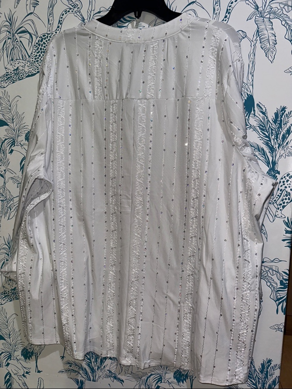 Ava & Grace White Sequined Henley Peasant Tunic - Picture 4 of 5